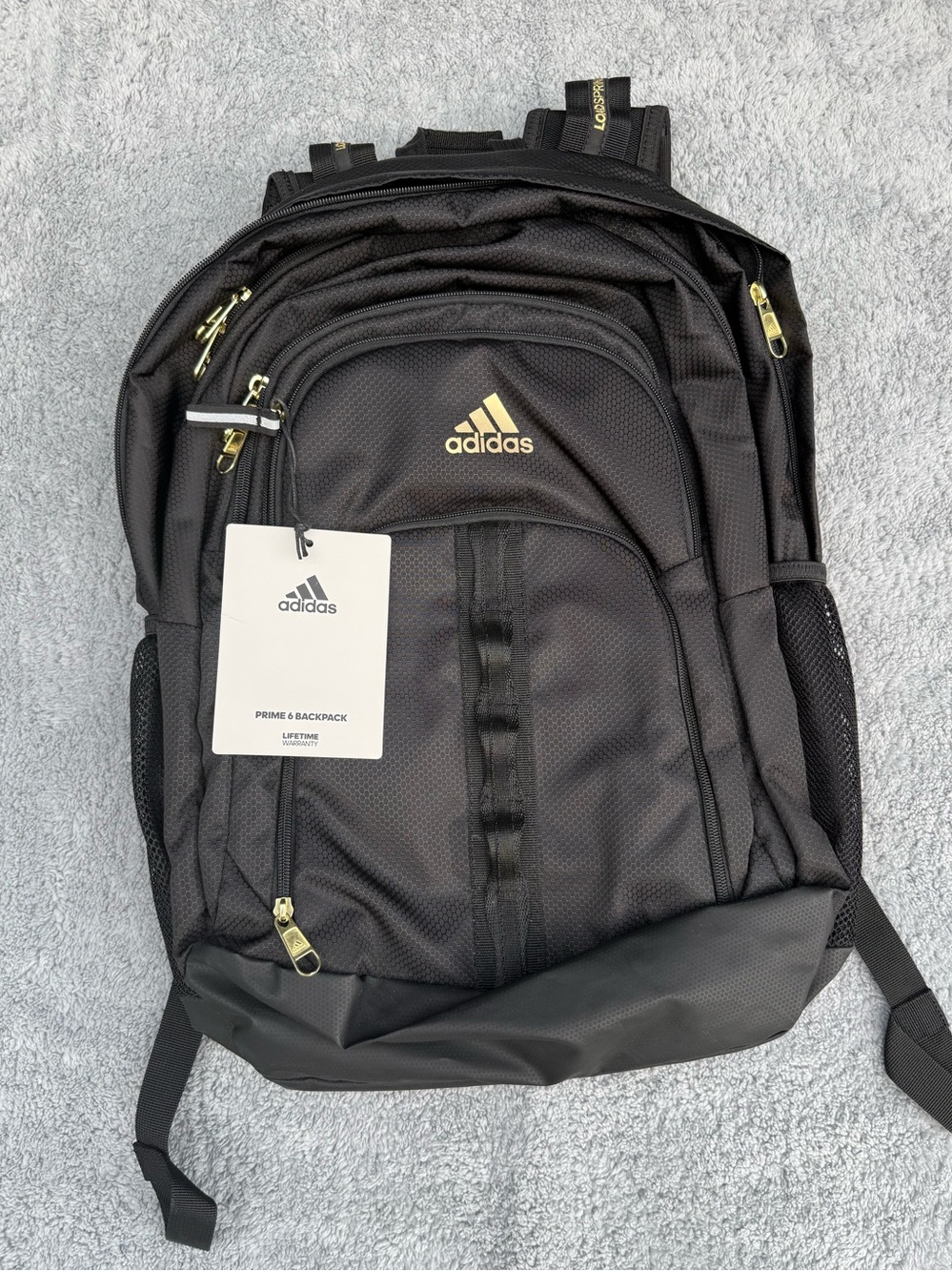 adidas Black Backpack with Gold Accents - Men's Multi-Compartment Pack